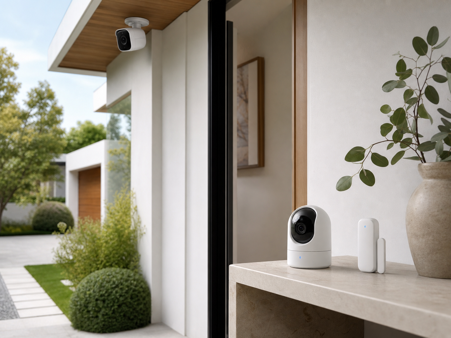 Caméras extérieures connectées NéoDom — surveillance extérieure et détection des mouvements.