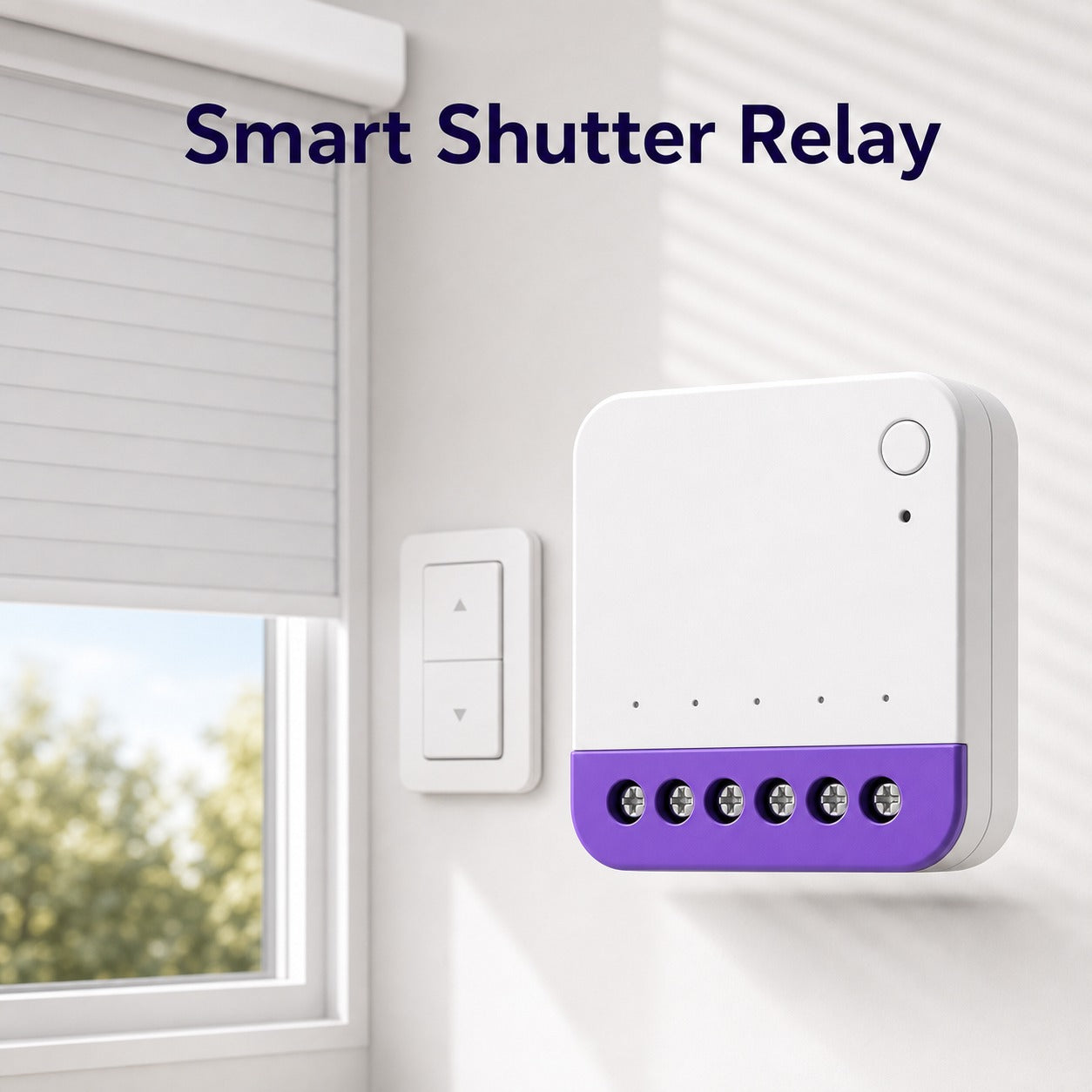 NéoShade Relay Matter Pro module pour stores et volets Wi-Fi en packshot