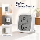 ZigBee climate sensor with stand magnetic back and adhesive mount options