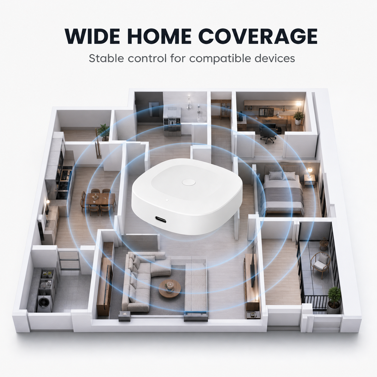 Couverture de maison connectée avec passerelle mini compacte.