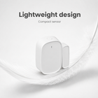 Lightweight white Zigbee door sensor shown on a soft studio background