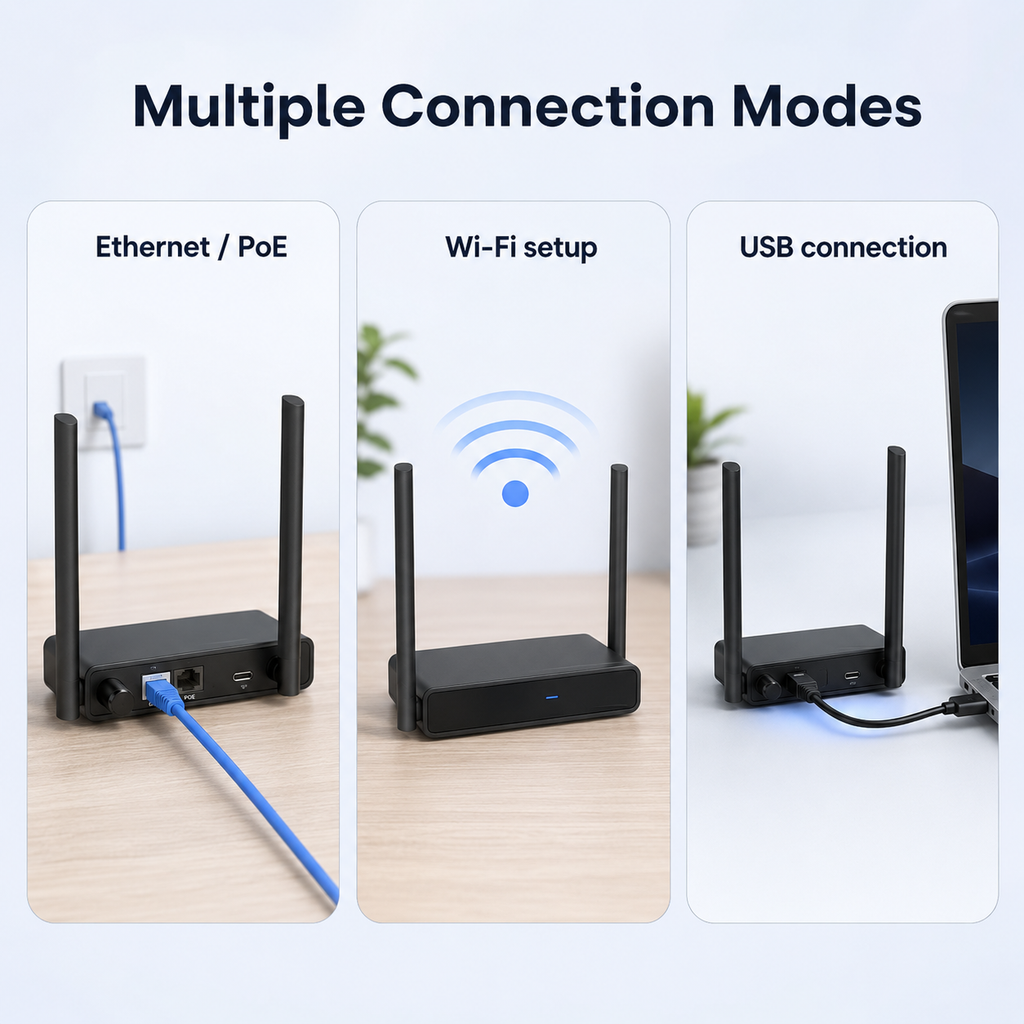 Multiple connection modes for PoE Zigbee gateway