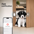 Door open app notification with Zigbee door sensor installed near a pet