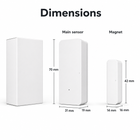 Dimensions diagram for Wi-Fi door and window sensor with magnet