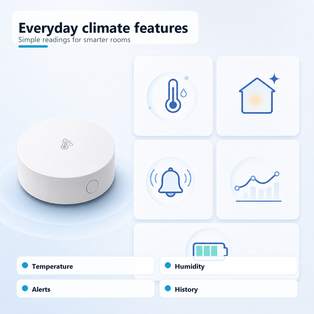 Feature overview for NéoClimate Mini Pro temperature and humidity sensor