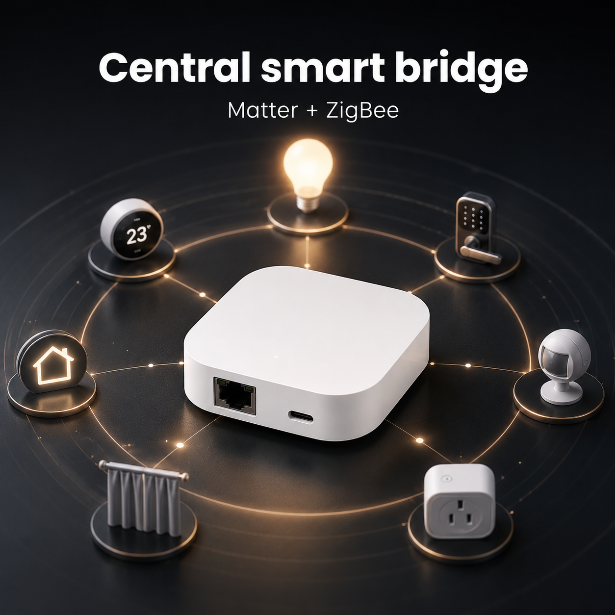 Pont central pour appareils domotiques ZigBee et Matter.