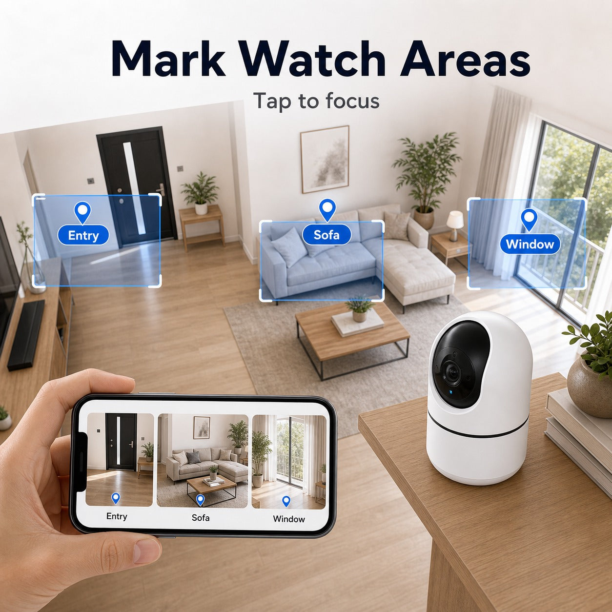 NéoCam Pan-Tilt Pro zones de surveillance personnalisées