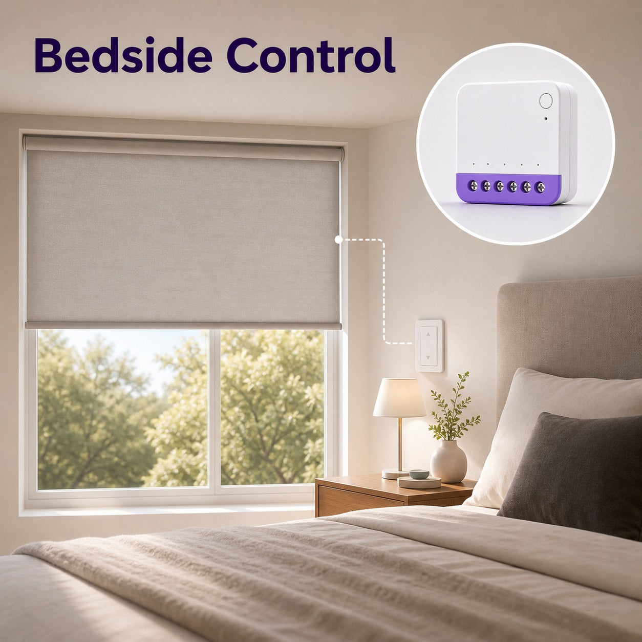 Contrôle des stores depuis la chambre avec NéoShade Relay