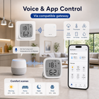 Voice and app control via compatible gateway for climate sensor scenes