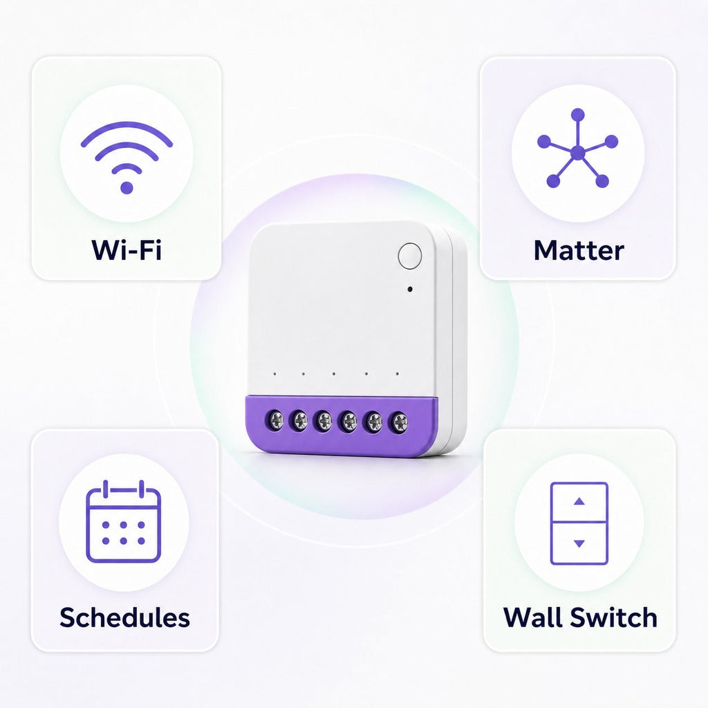 Aperçu des fonctions Wi-Fi, Matter, horaires et interrupteur NéoShade