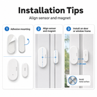 Installation tips for aligning door window sensor and magnet