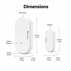 Dimensions diagram for door window sensor and magnet