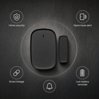 Black Zigbee door sensor with home security alert feature icons