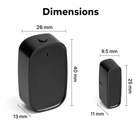 Dimension diagram of black Zigbee door and window sensor