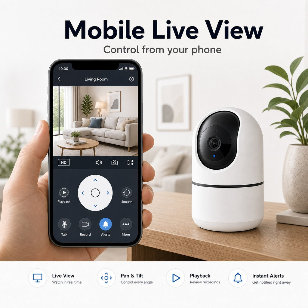 NéoCam Pan-Tilt Pro vue mobile en direct