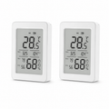 Lot de 2 capteurs de température et humidité Zigbee avec écran LCD, boîtiers blancs sur fond blanc