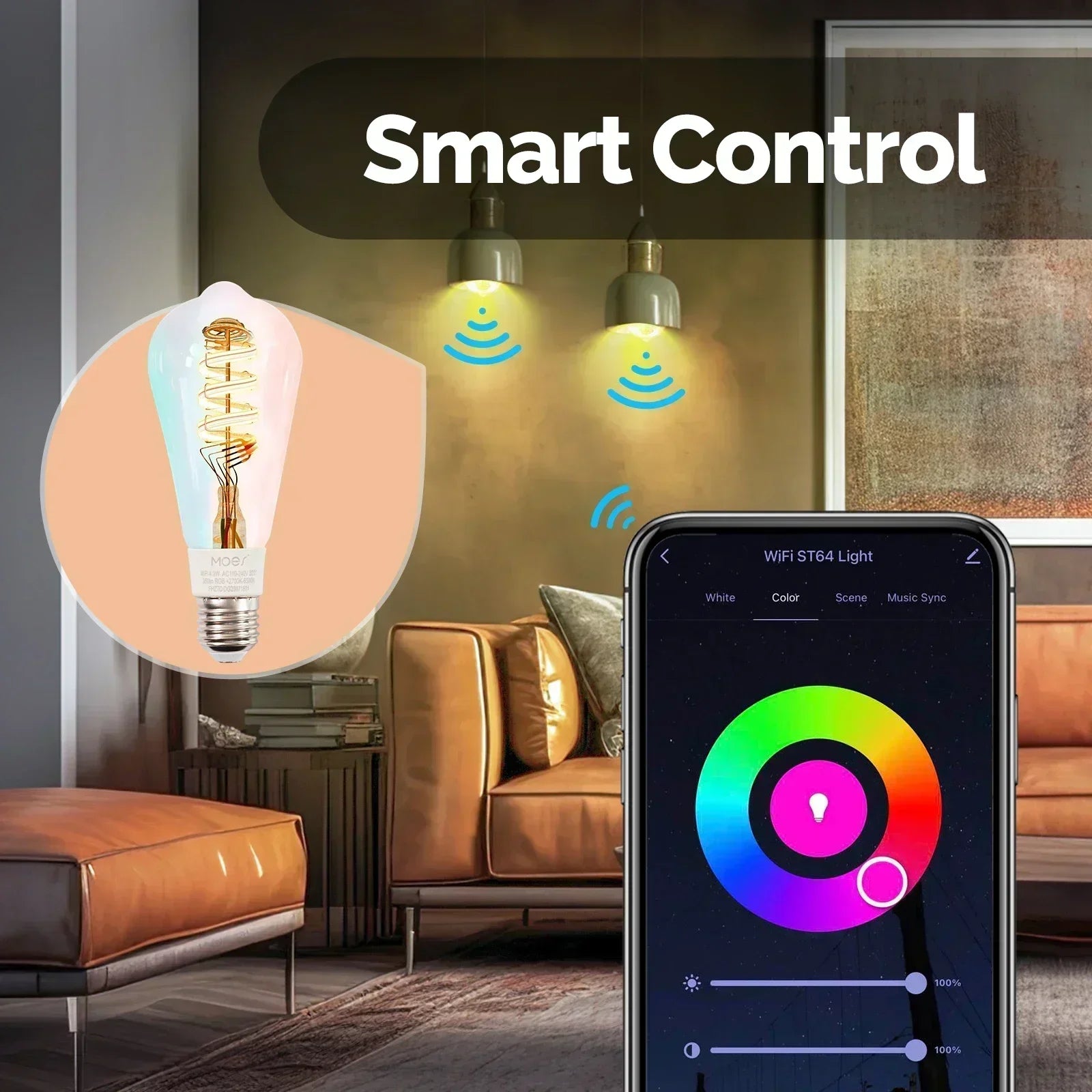NéoLight Edison ST64 Comfort — Ampoule Wi-Fi RGB+CCT 5W — image principale