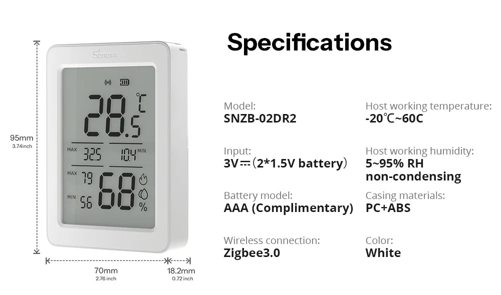 NéoClimate Display Pro — Capteur température/humidité ZigBee LCD — vue produit 19