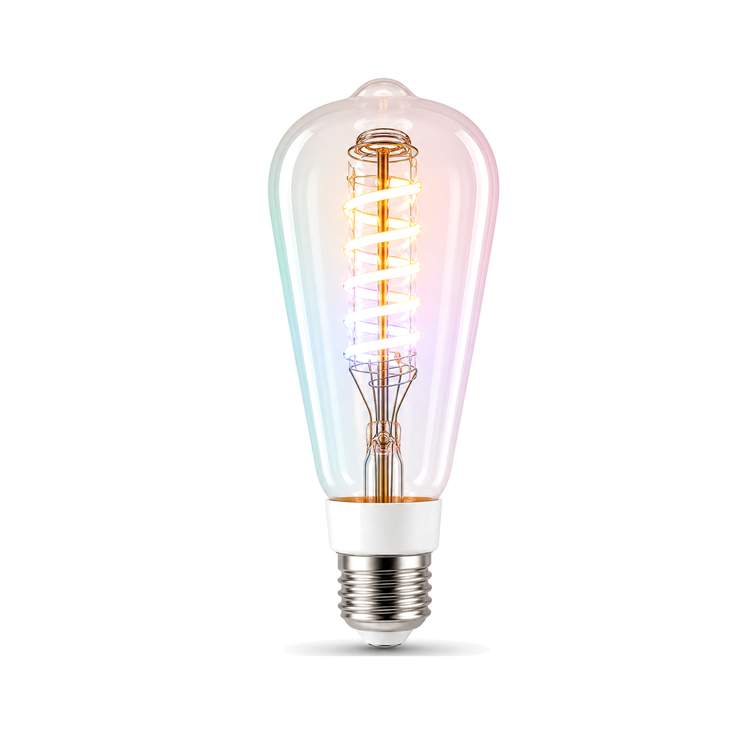 Ampoule ST64 Wi-Fi RGB+CCT 5W lot de 1 sur fond blanc studio