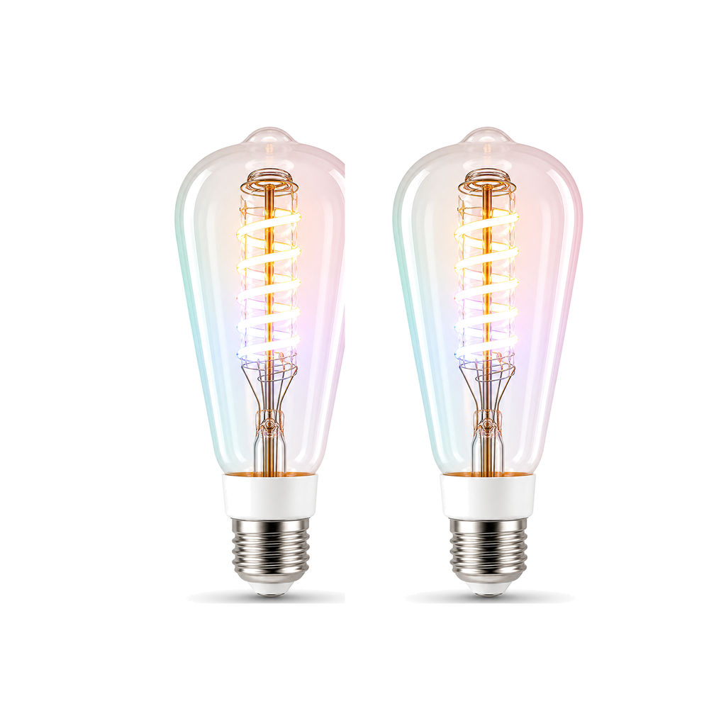 Ampoule ST64 Wi-Fi RGB+CCT 5W lot de 2 sur fond blanc studio