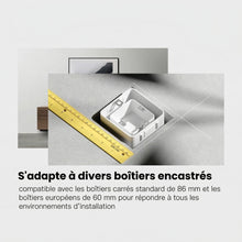 NéoControl Comfort compatible avec boîtiers encastrés carrés 86 mm et européens 60 mm.