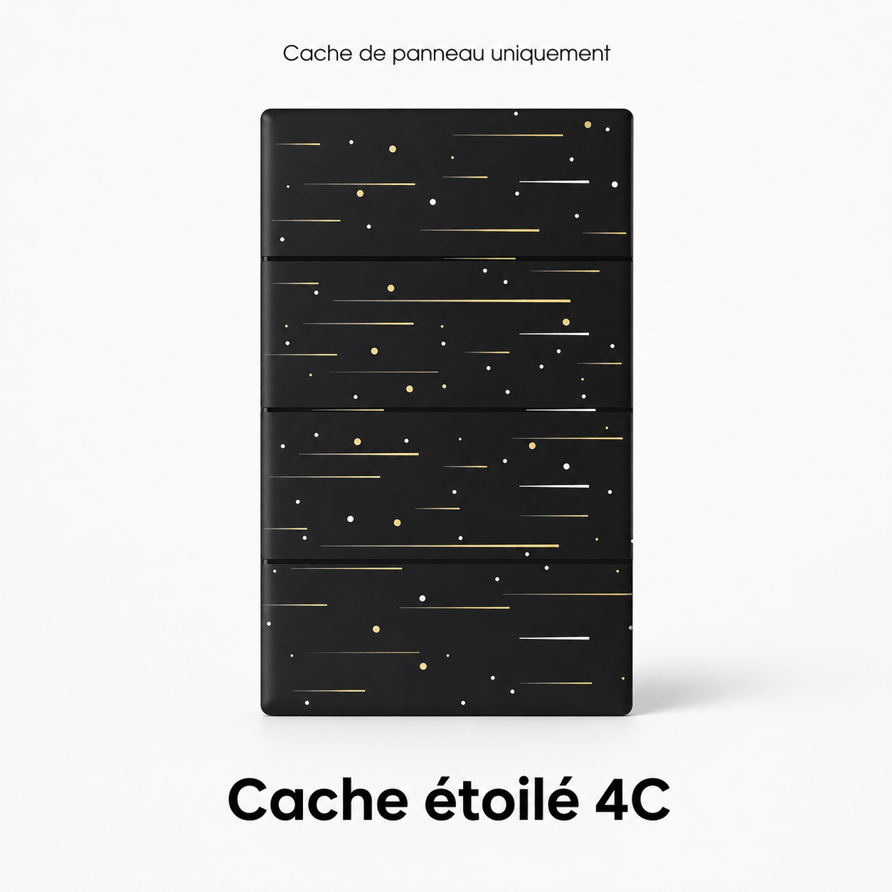 Cache de panneau noir étoilé NéoDom quatre canaux avec lignes dorées.