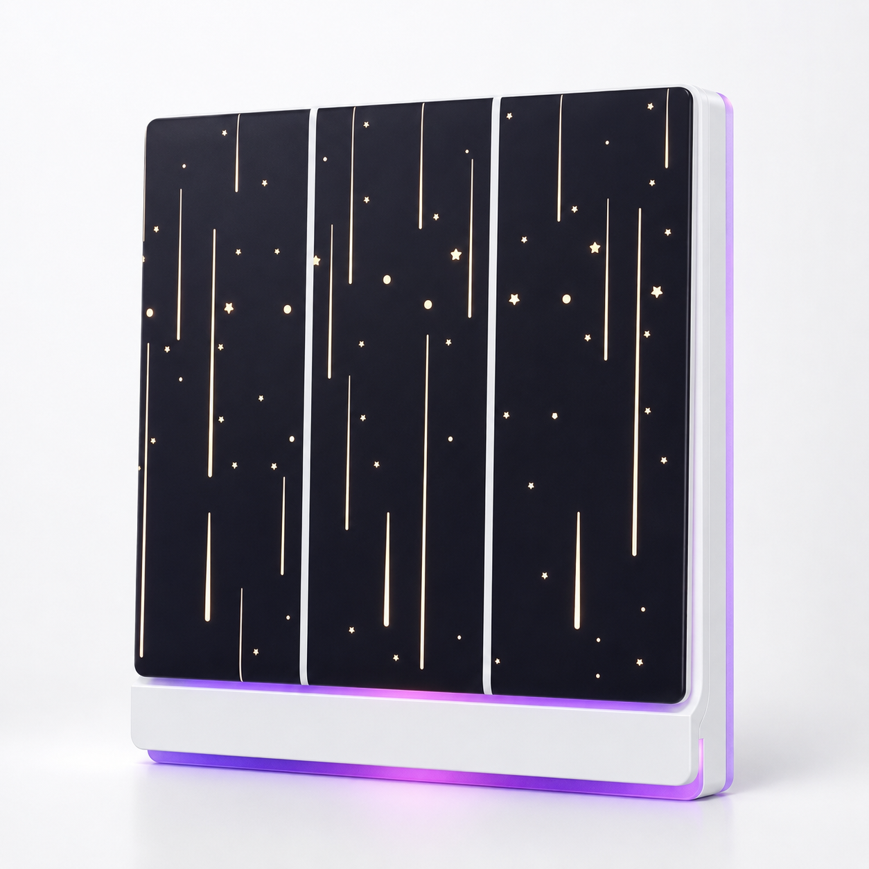 Cache de panneau noir étoilé NéoDom trois canaux avec éclairage violet.