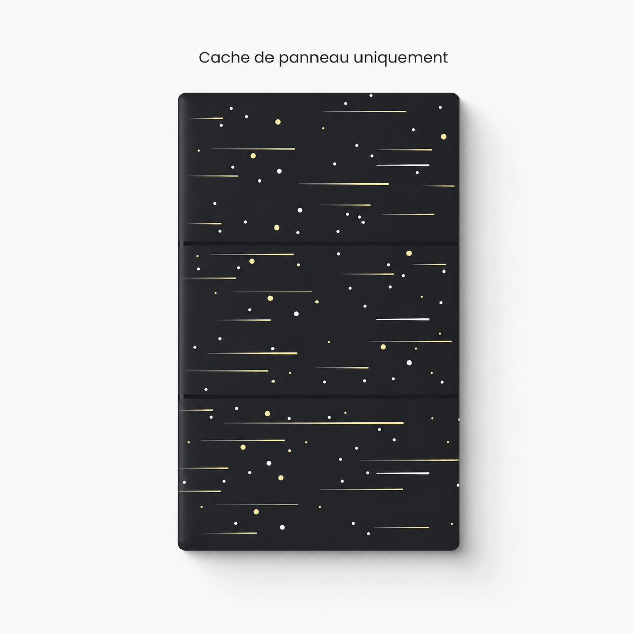Cache de panneau noir Neodom avec motif etoile et lignes dorees.
