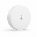 Capteur Zigbee de température et humidité, boîtier rond blanc sur fond blanc