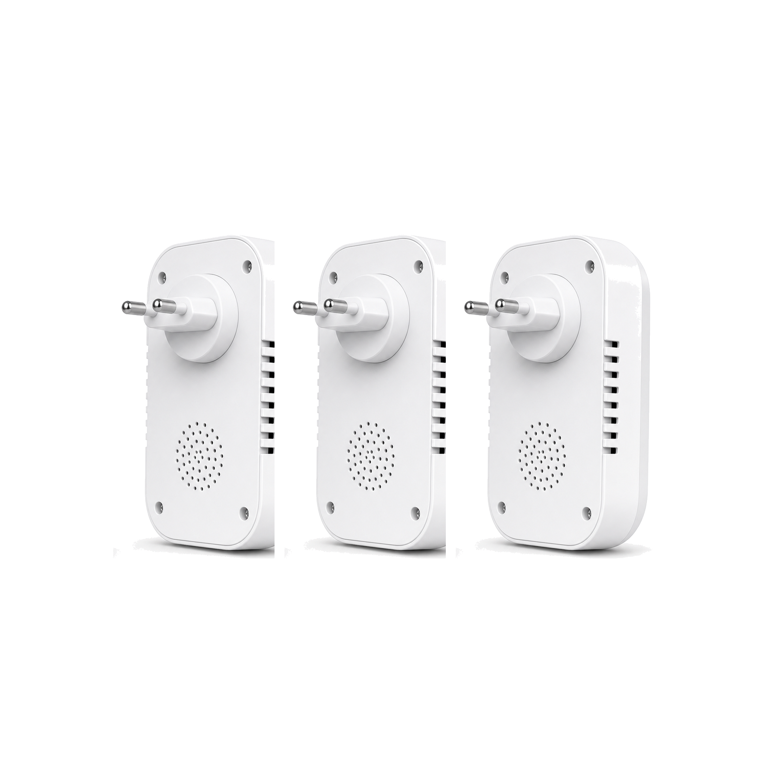 Lot de 3 détecteurs de monoxyde de carbone 3 en 1 avec prise EU sur fond blanc
