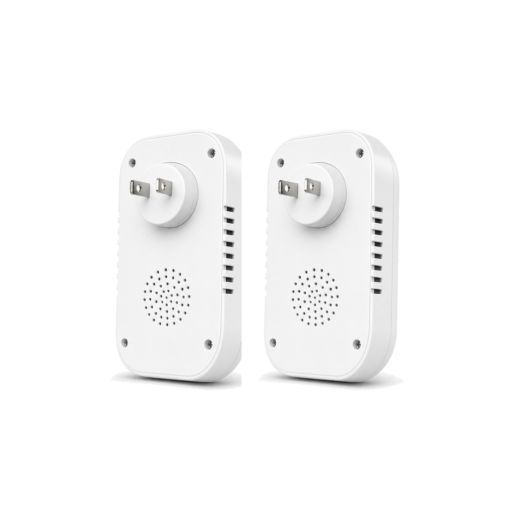 Lot de 2 détecteurs de monoxyde de carbone 3 en 1 avec prise US sur fond blanc