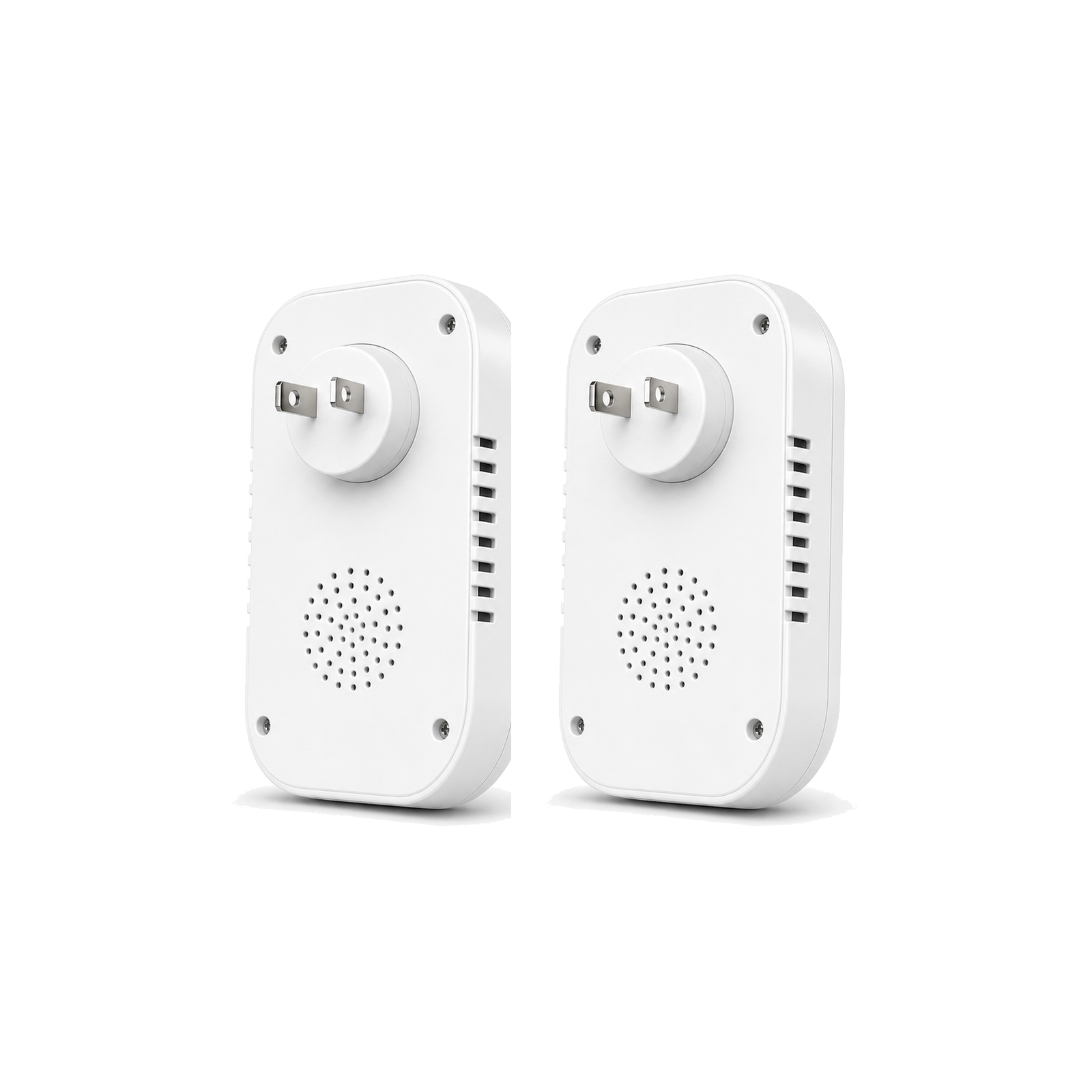 Lot de 2 détecteurs de monoxyde de carbone 3 en 1 avec prise US sur fond blanc