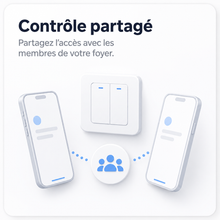 NéoRelay Switch Comfort avec contrôle partagé depuis plusieurs téléphones dans le foyer.