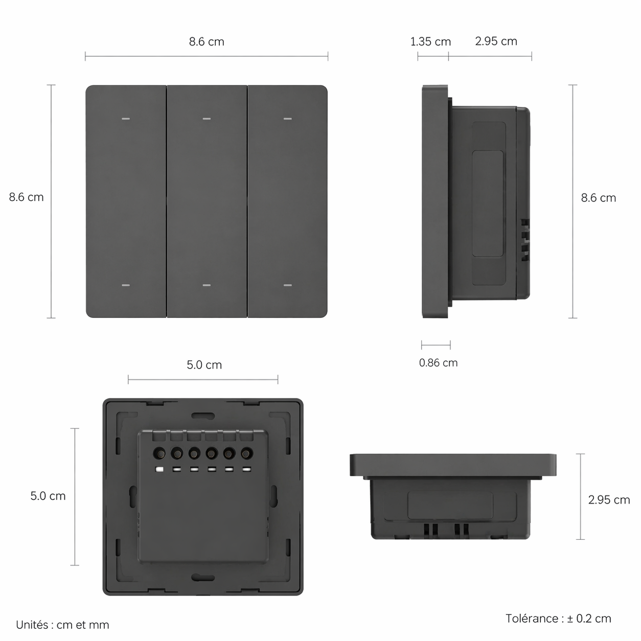 Fiche technique du contrôleur de scènes gris NéoRemote R5 Pro.