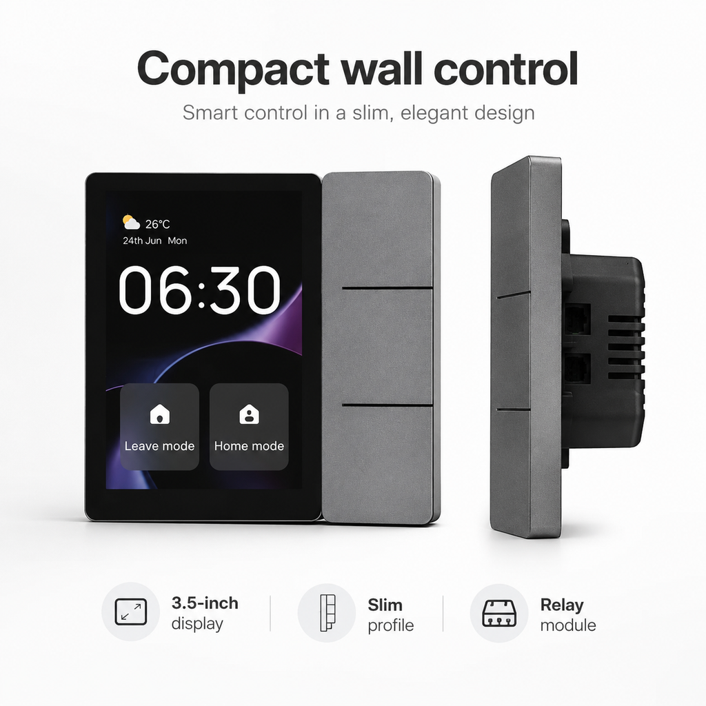 Design compact du panneau mural connecté avec module arrière.