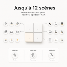 NéoScene 4 Comfort avec quatre boutons programmables pour jusqu’à douze scènes connectées.
