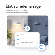 NéoRelay Switch Comfort avec réglage de l’état de l’éclairage après redémarrage.