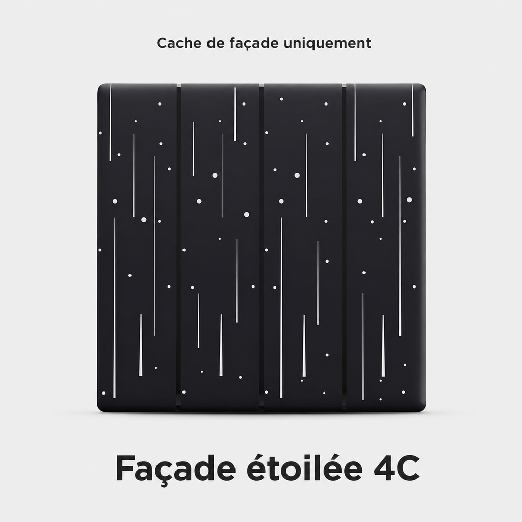 Facade etoilee noire Neodom pour interrupteur quatre canaux.