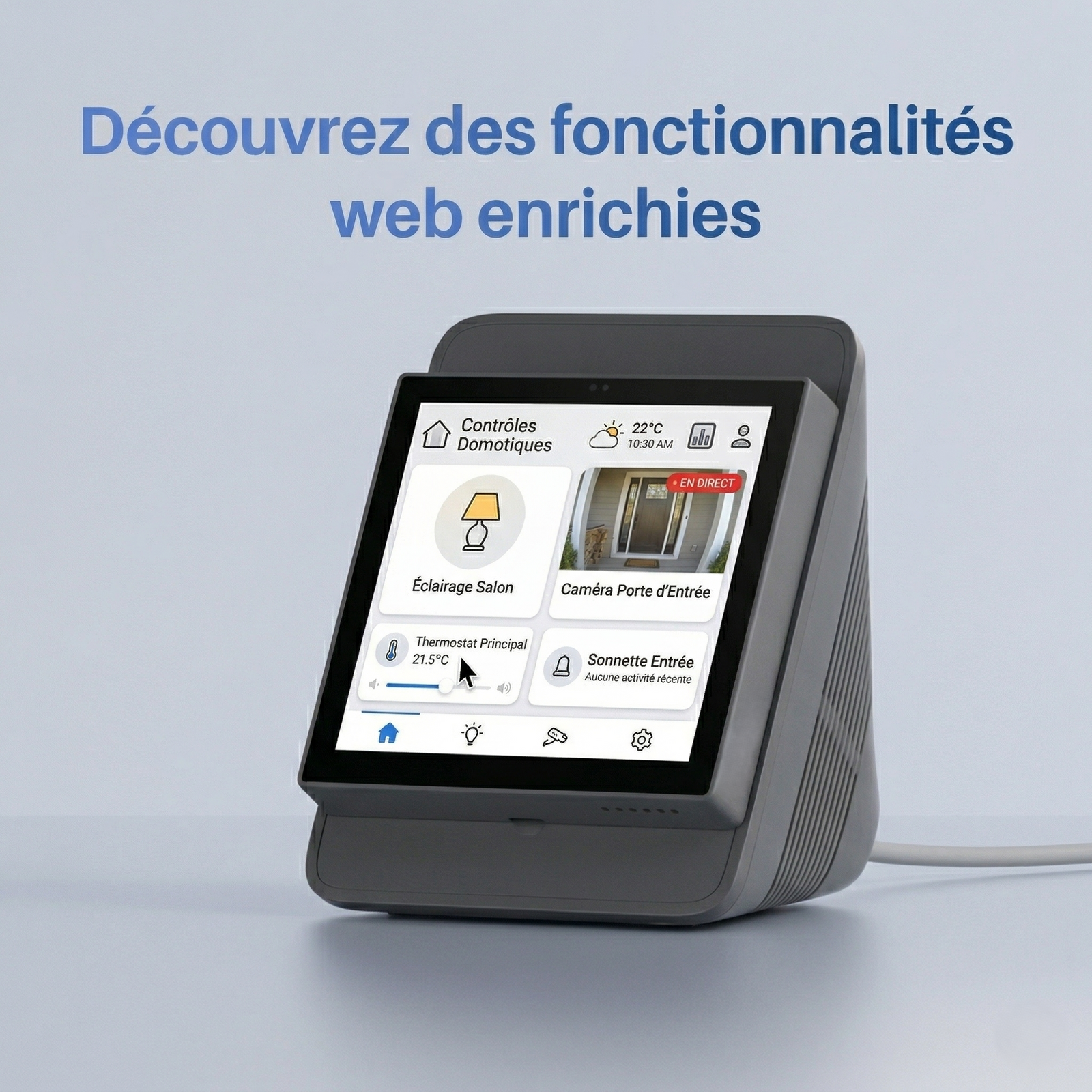 Fonctionnalites web enrichies panneau controle