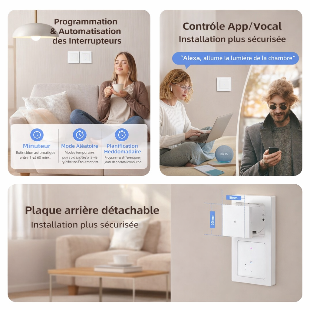 Fonctions application, contrôle vocal et plaque arrière NéoGrid Essential.