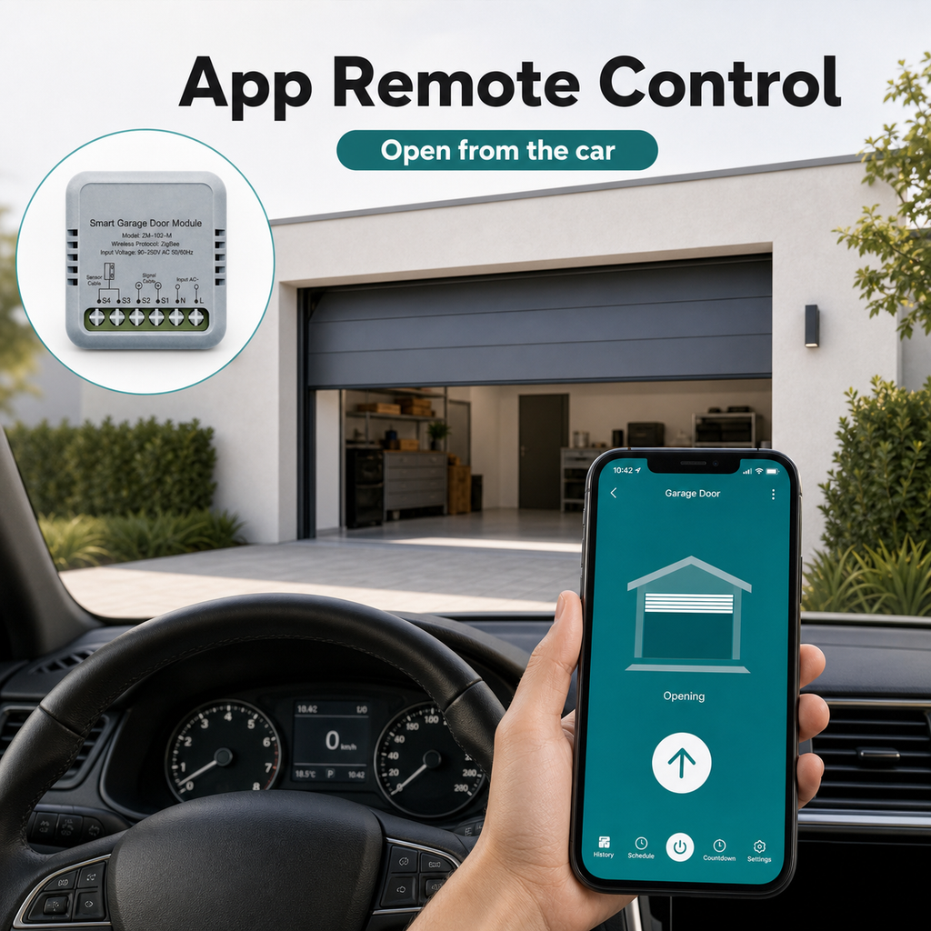App remote control from a car for a smart garage door controller