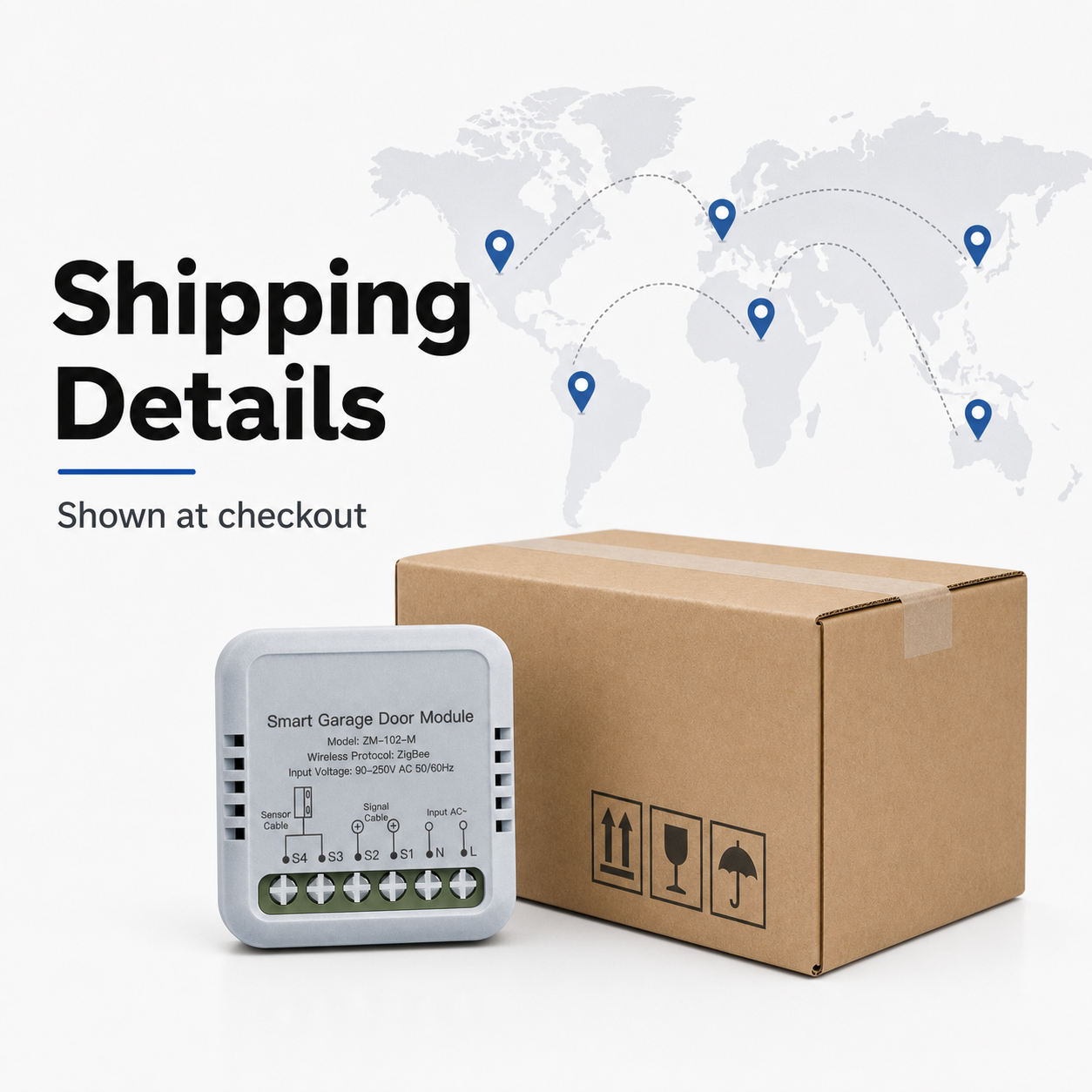 Shipping details image for smart garage door controller order