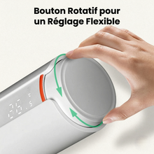 Gros plan sur la vanne thermostatique NéoGraph Comfort avec bouton rotatif pour réglage manuel flexible.