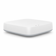 Hub sans fil blanc pur NéoSoft Curve Comfort avec voyants LED pour piloter la maison connectée.