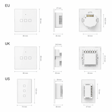Interrupteur trois boutons dimensions EU UK US