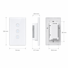 Interrupteur blanc trois boutons dimensions