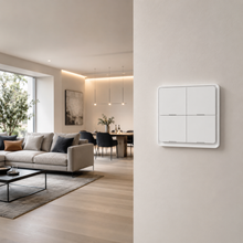 NéoScene 4 Comfort blanc installé au mur dans un salon lumineux.