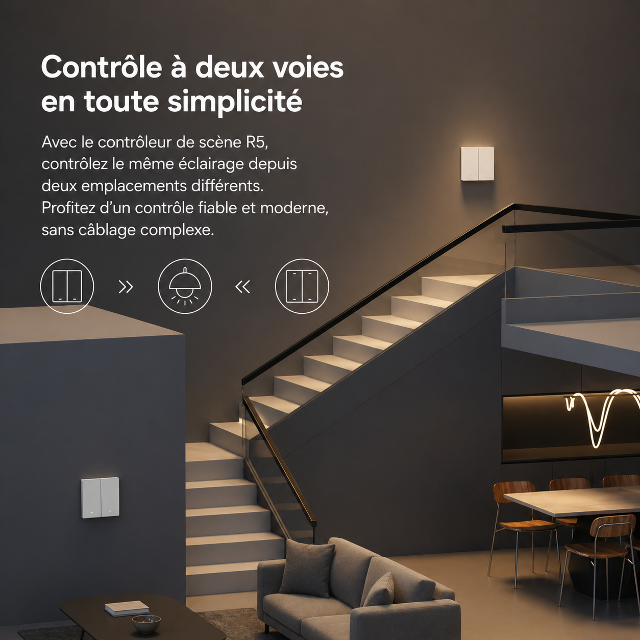 Controle deux voies interrupteur connecte