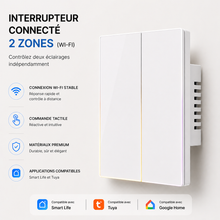 Interrupteur connecté Wi-Fi Blanc Pur à deux canaux NéoSoft Essential.