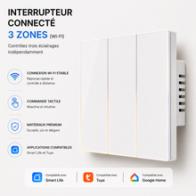 Interrupteur connecté Wi-Fi Blanc Pur à trois canaux NéoSoft Essential.